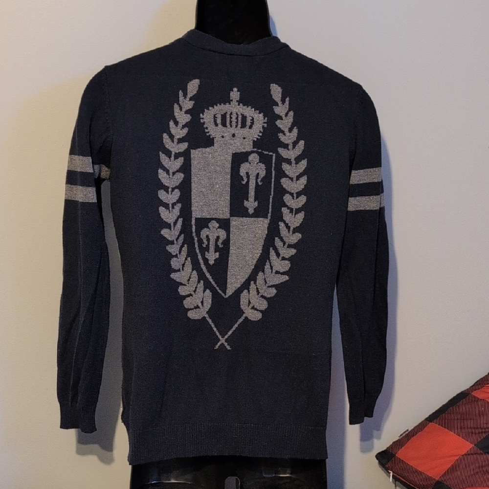 Forever 21 Men's Dark Cardigan with Light Stripes - Picture 4 of 6